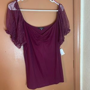 Burgundy Off Shoulder Shirt